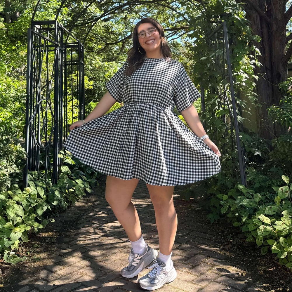 EUC Shiny by Nature Black and White Gingham Dress 4X Classic Cottagecore